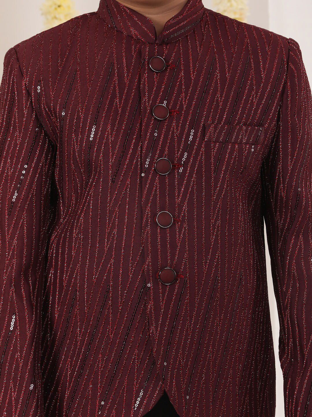 VASTRAMAY Boys Self-Design Slim-Fit Single Breasted Blazer