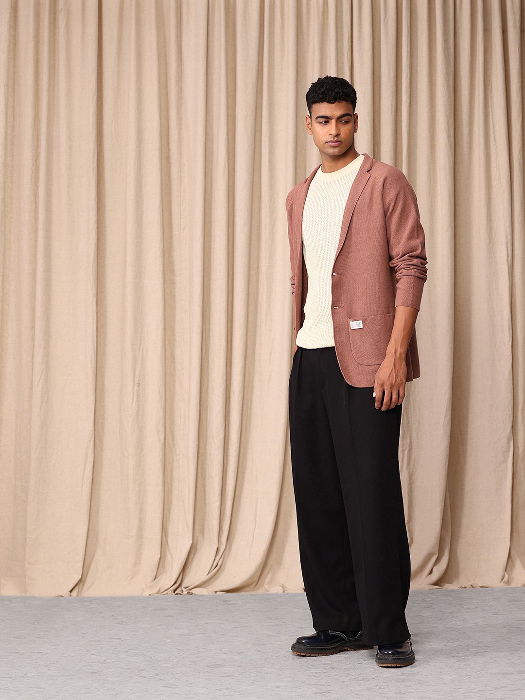 Mr Bowerbird Self Design Tailored Fit Single-Breasted Casual Blazer