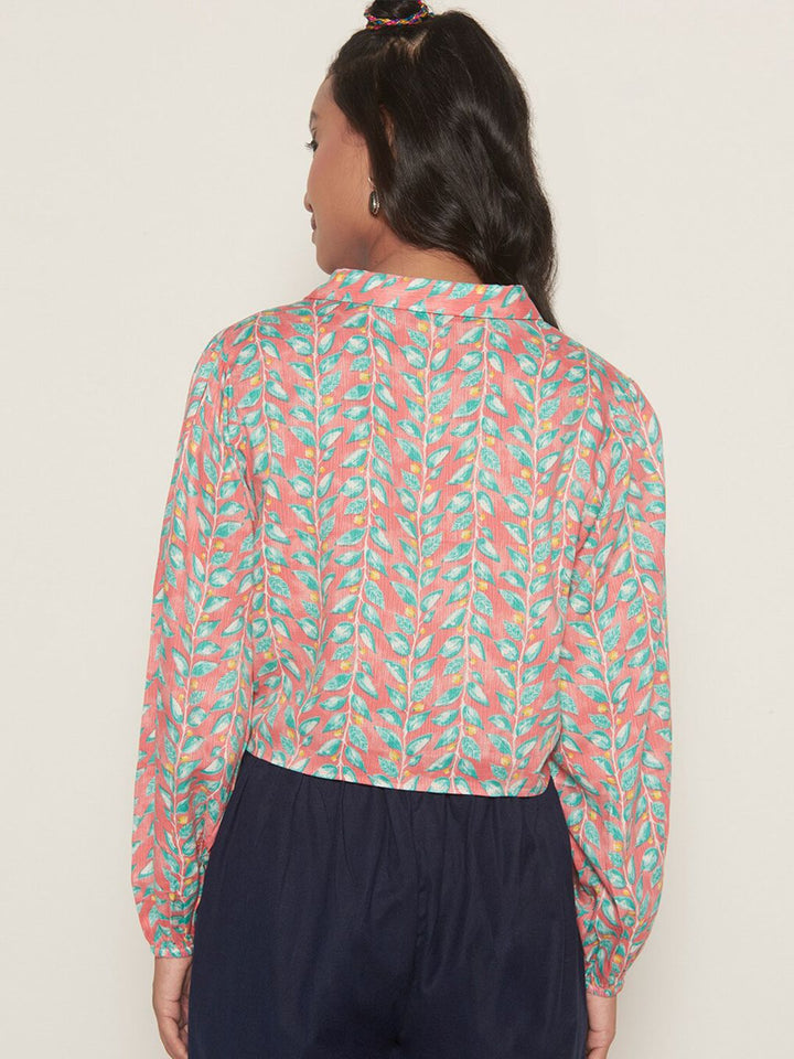 Global Desi Geometric Printed Crop Top