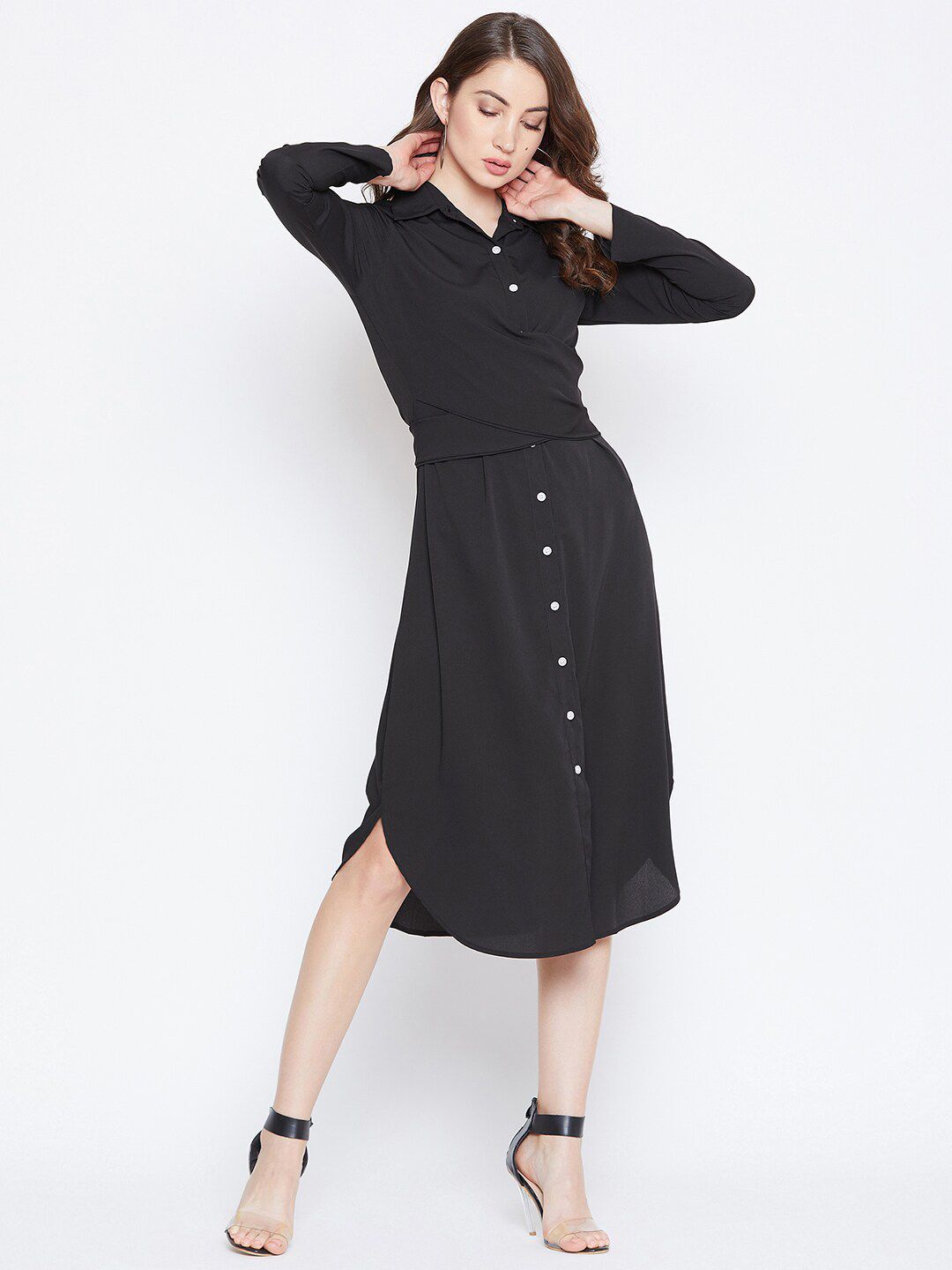 Berrylush Shirt Collar Midi Dress
