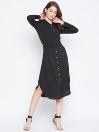 Berrylush Shirt Collar Midi Dress