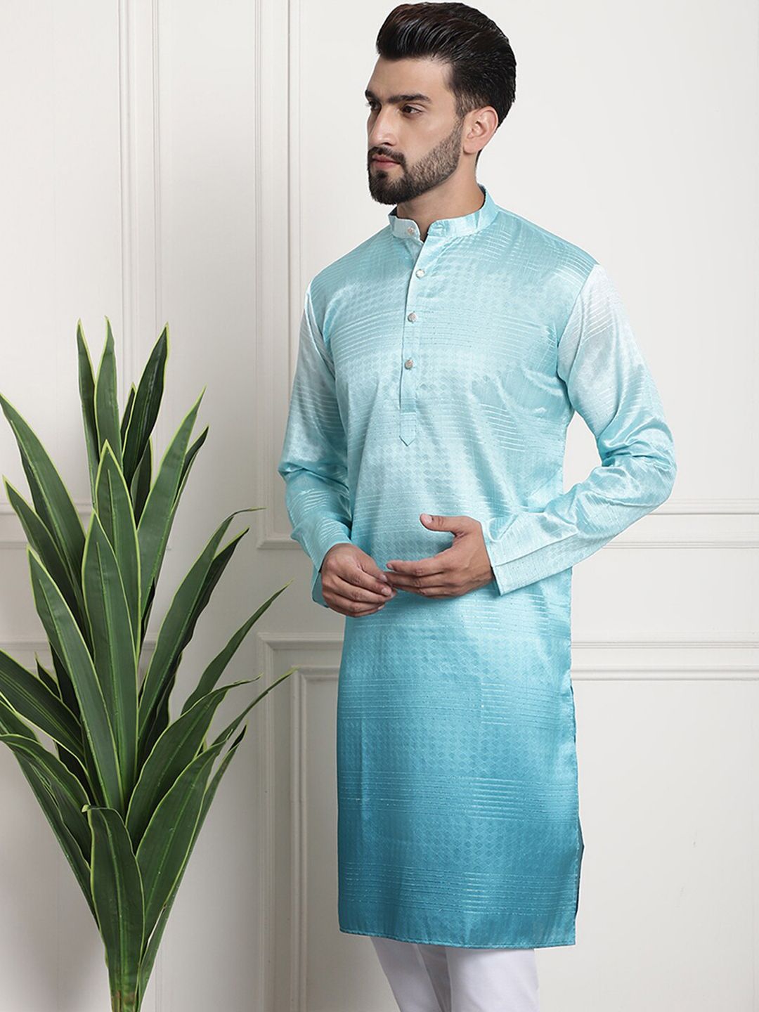 SOJANYA Kurta Lurus Tenunan Etnik Cotton Silk