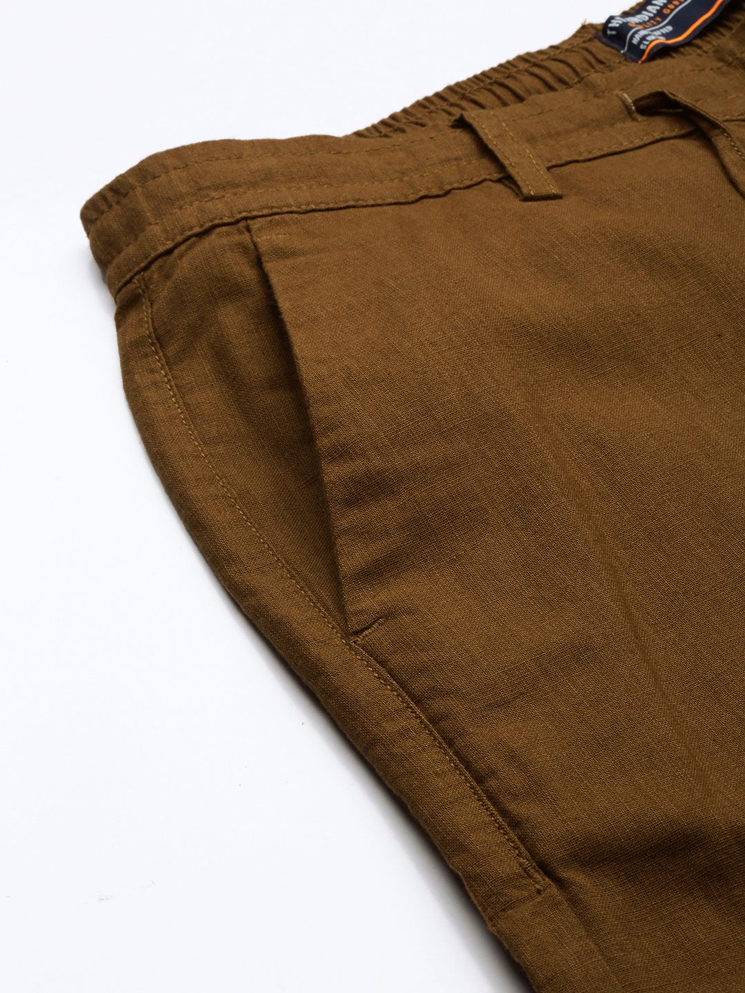 The Indian Garage Co Men Brown Slim Fit Linen Trousers