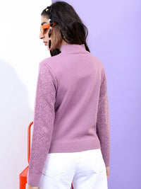 Tokyo Talkies Women Mauve High Neck Pullover
