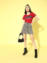 DressBerry Women Red Typography Talking Tee