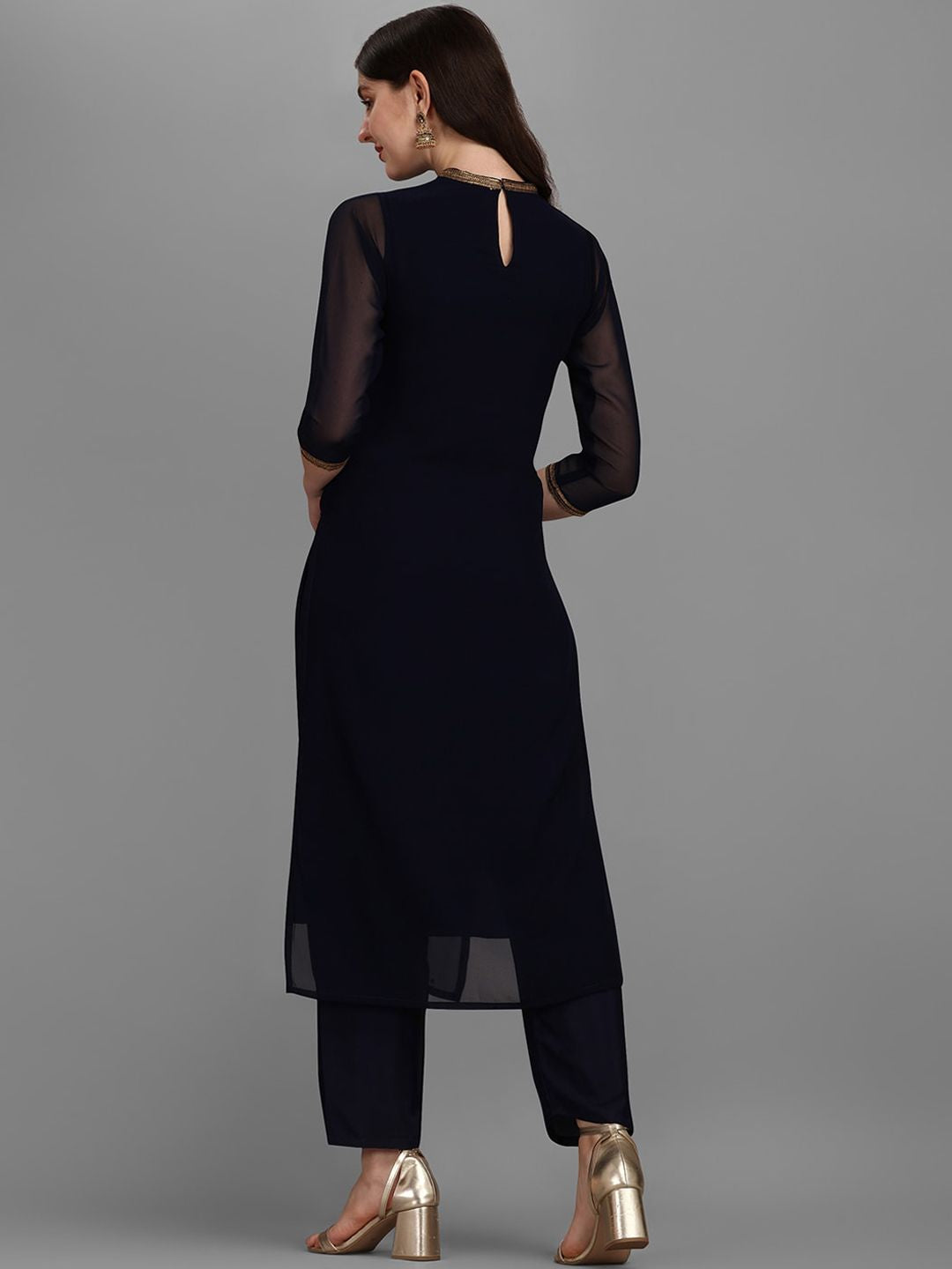 KALINI Sequin Embellished Straight Kurta with Trousers