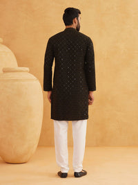SOJANYA Embroidered Sequinned Pure Cotton Kurta with Churidar