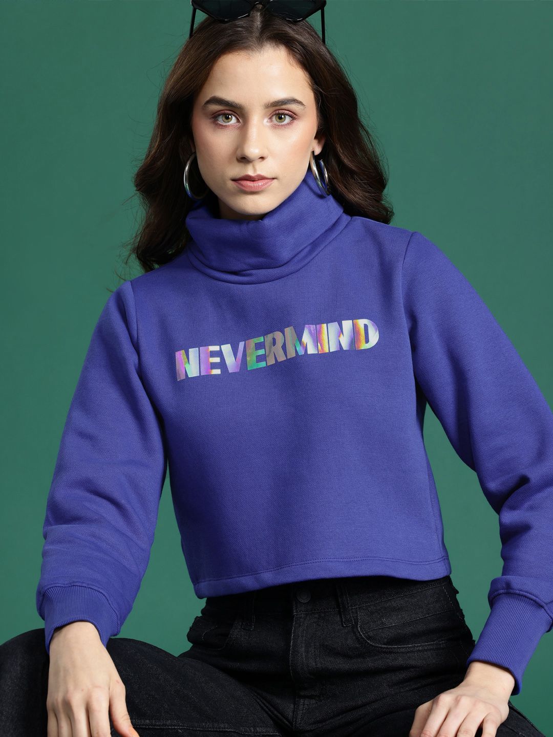 DressBerry Turtle Neck Printed Sweatshirt