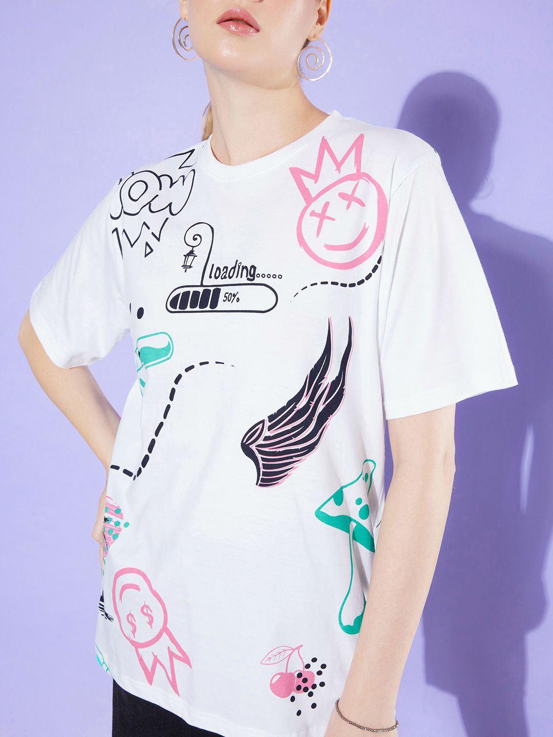 DILLINGER Graphic Printed Oversized Longline Pure Cotton T-shirt