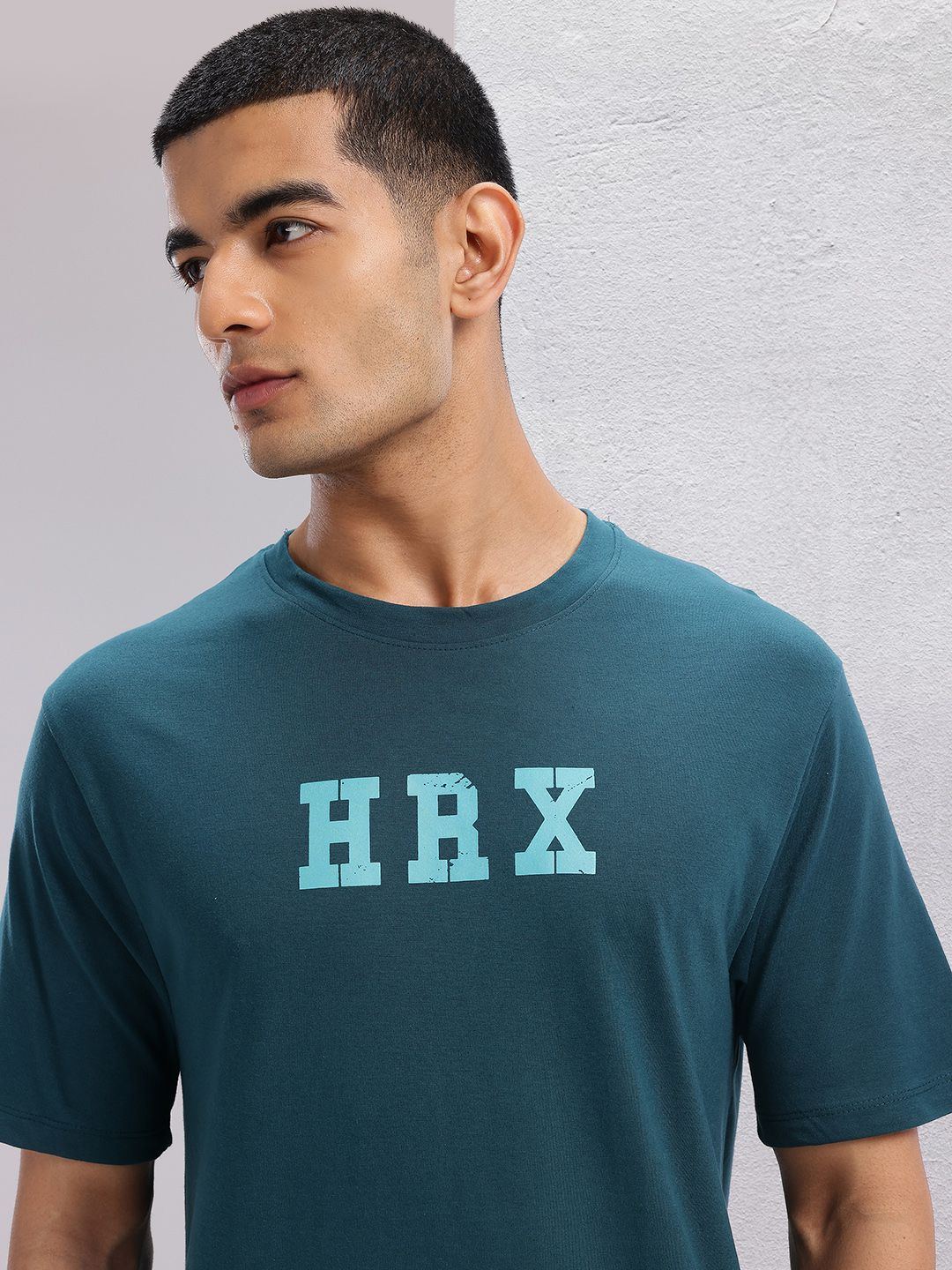 HRX by Hrithik Roshan Brand Logo Printed Drop-Shoulder Sleeves Relaxed Training T-shirt