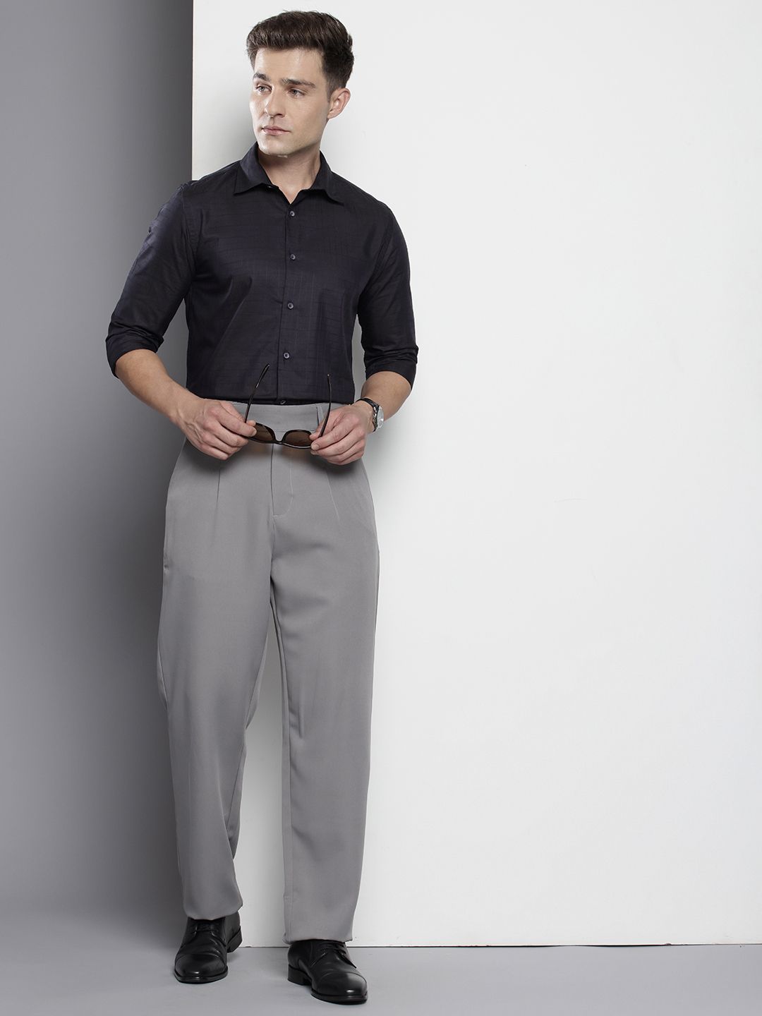 The Indian Garage Co. X Luxe Slim Fit Self Checked Formal Shirt