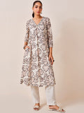 Global Desi Floral Printed Angrakha A-Line Kurta