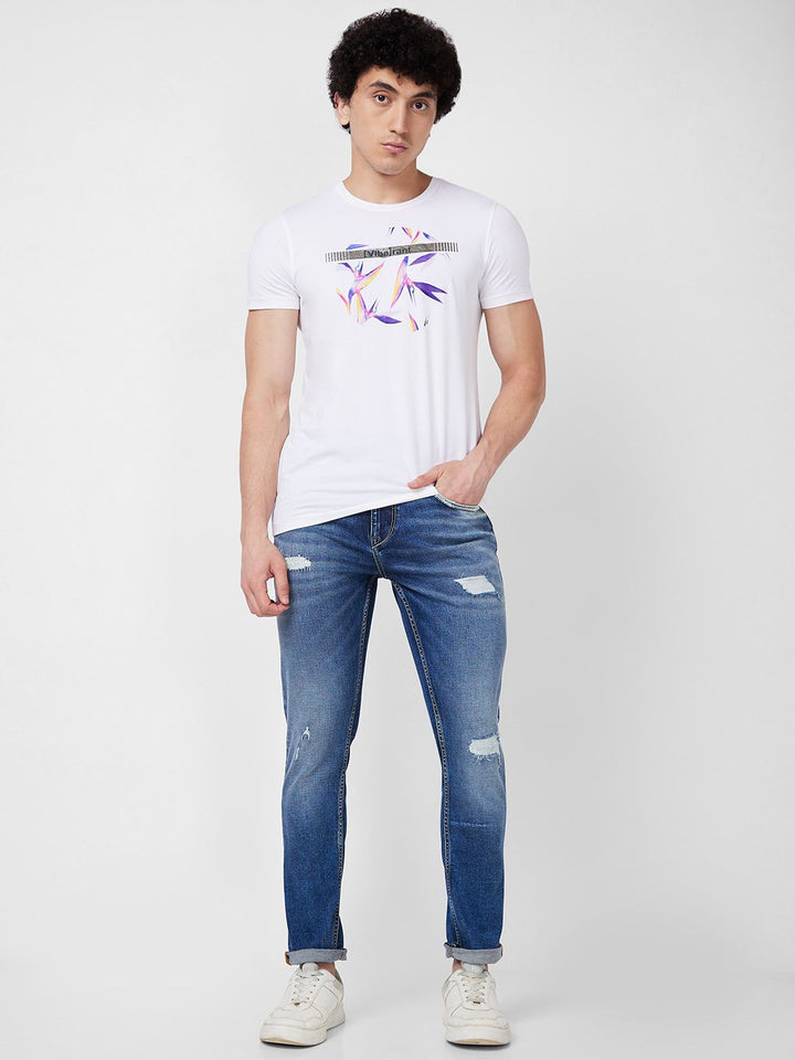 SPYKAR Men Skinny Fit Low-Rise Mildly Distressed Heavy Fade Stretchable Cotton Jeans