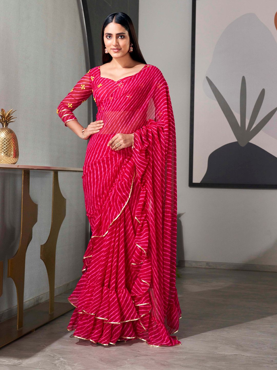 Tikhi Imli Leheriya Gotta Patti Saree