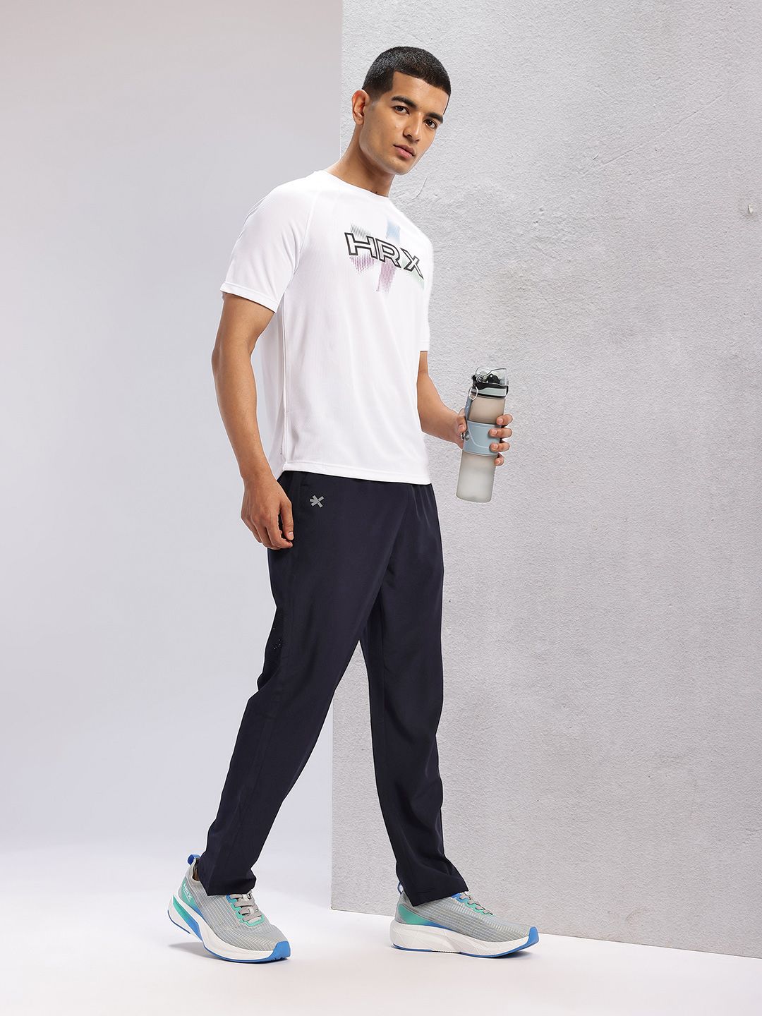 HRX by Hrithik Roshan Men Typography Print Detail Mid-Rise Rapid-Dry Running Track Pants
