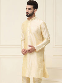 SOJANYA Self Design Band Collar Dupion Silk Straight Kurta