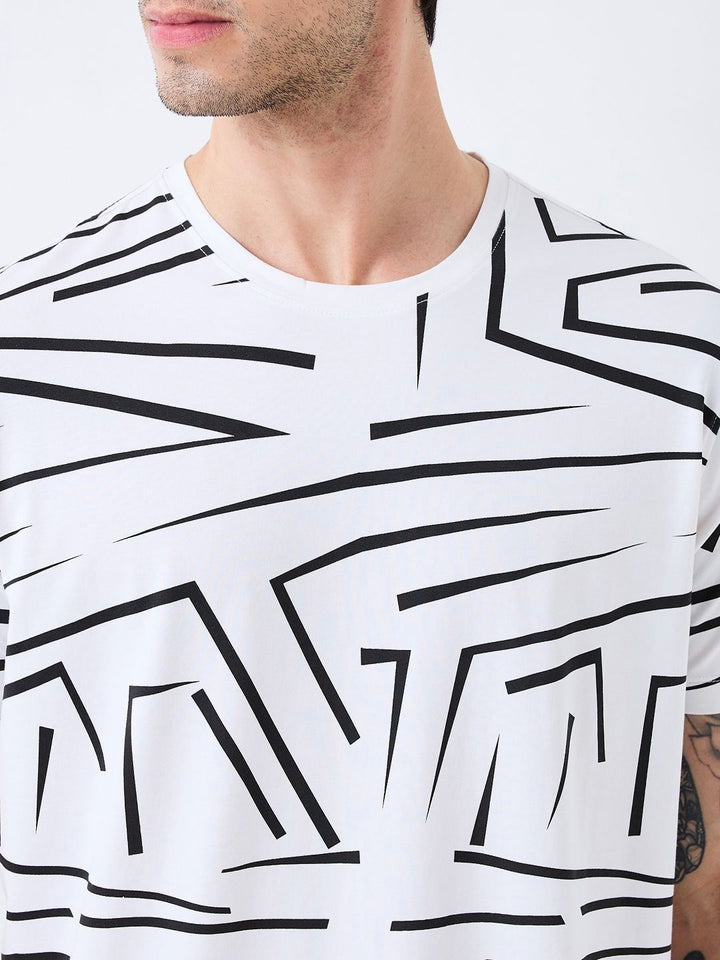 SPYKAR Men Abstract Printed Round Neck Cotton Slim Fit T-shirt