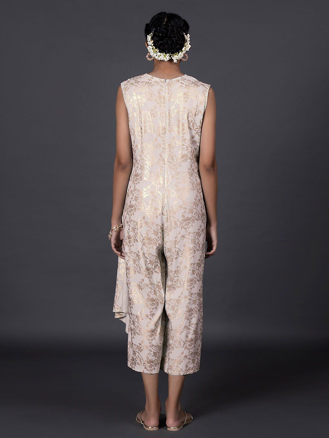 W Women Pink & Gold-Toned Printed Basic Jumpsuit