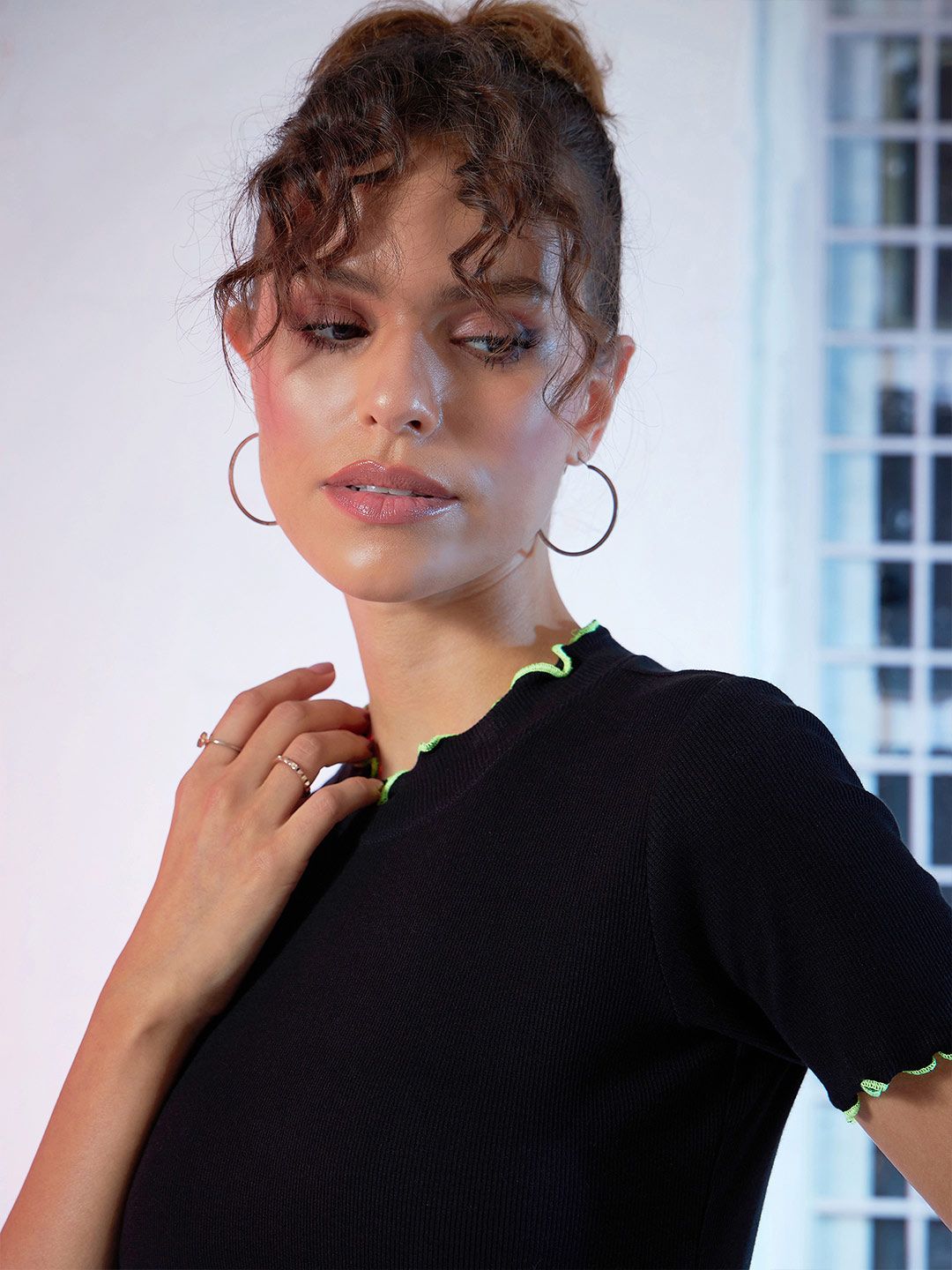 SASSAFRAS Black High-Neck Top