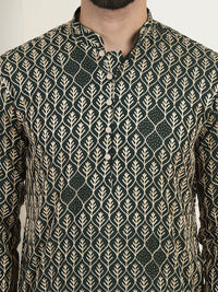 SOJANYA Kolar Mandarin Sulam Bunga Pure Cotton Kurta Lurus