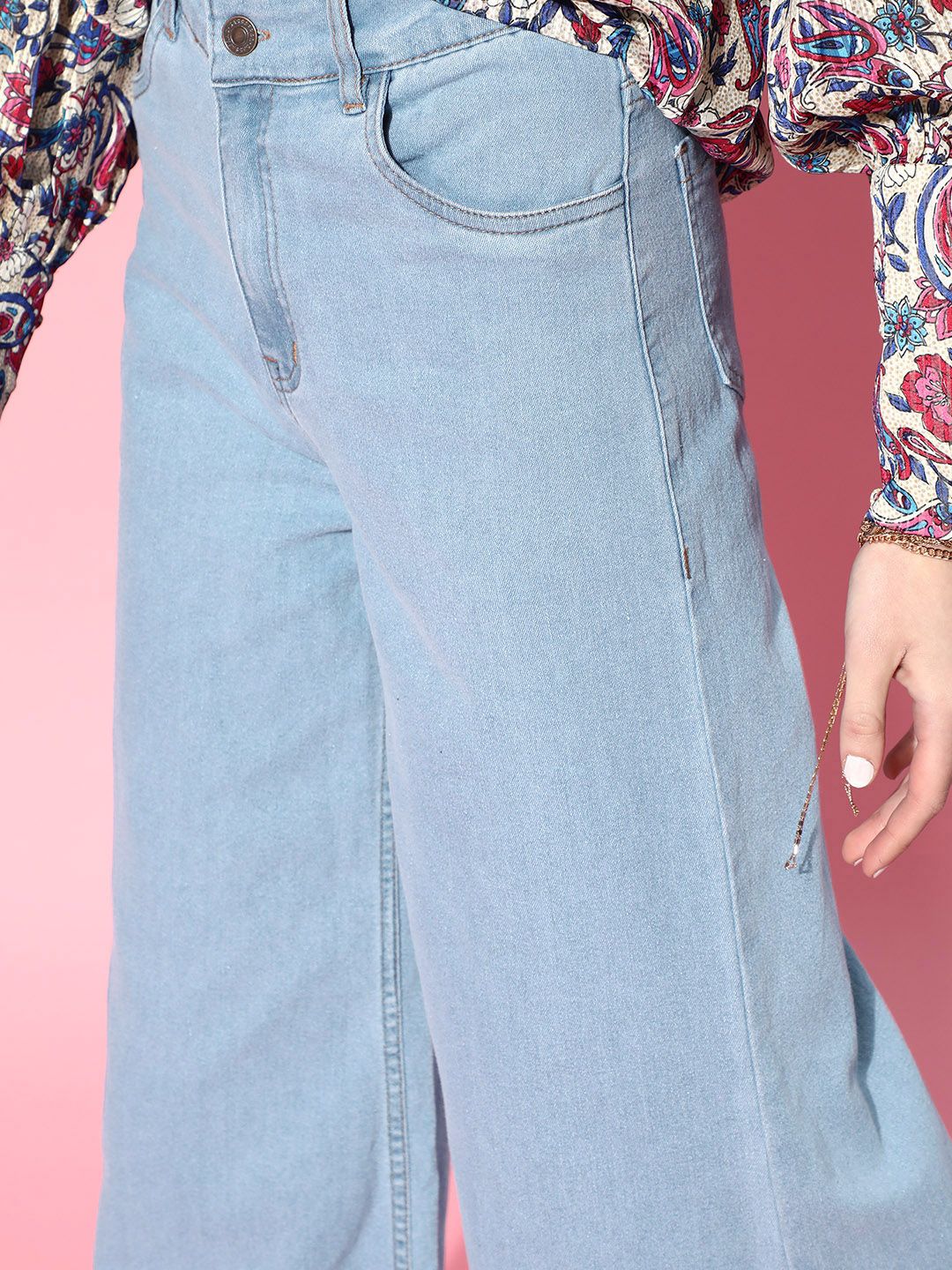 SASSAFRAS Women Light Blue Flared High-Rise Jeans