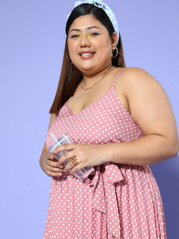 Berrylush Curve Polka Dot Print Fit & Flare Midi Dress