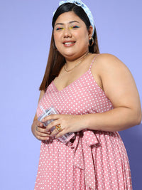 Berrylush Curve Polka Dot Print Fit & Flare Midi Dress