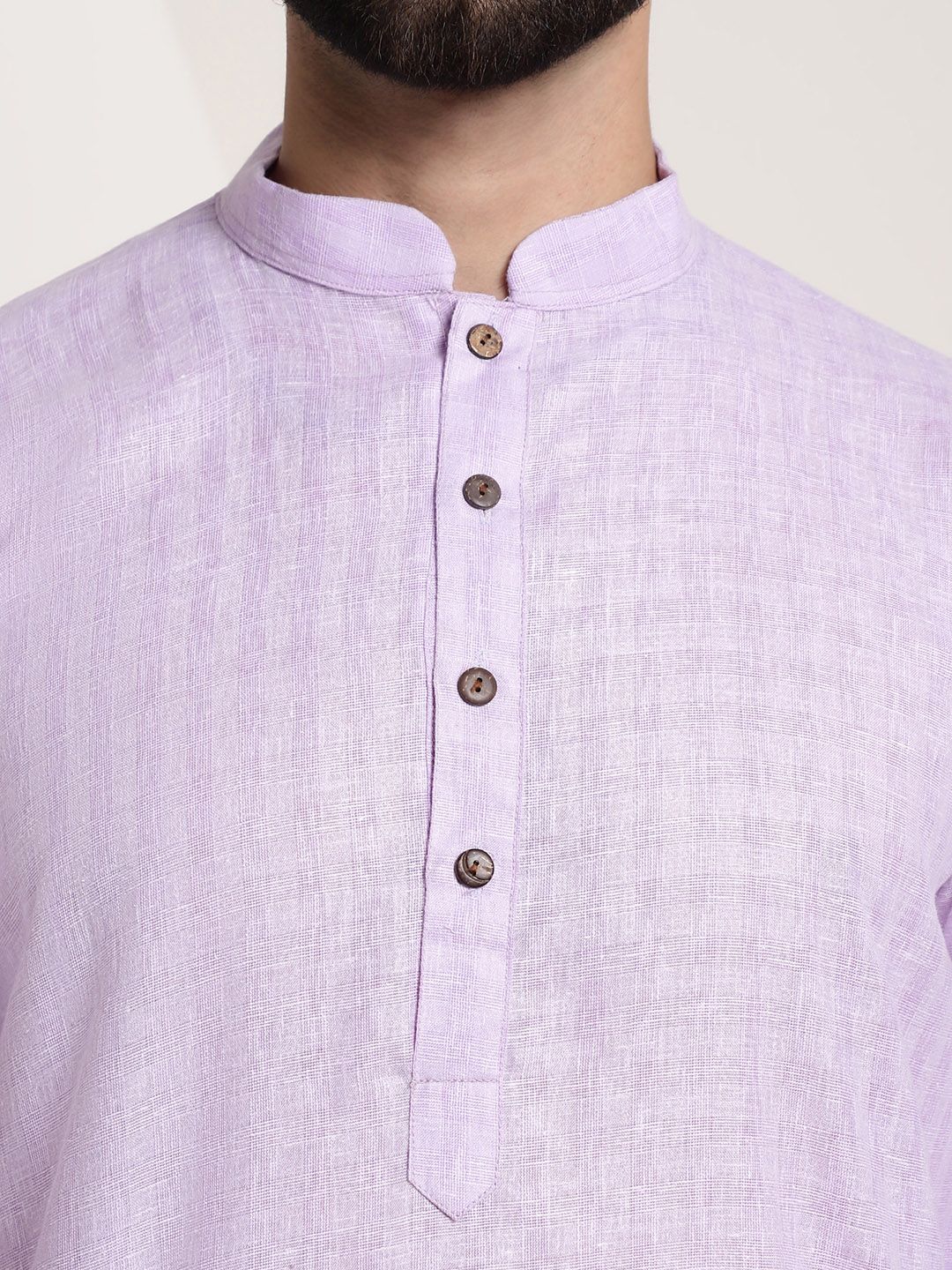 Anug by SOJANYA Men Lavender Checked Dobby Kurta
