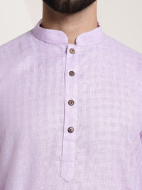 Anug by SOJANYA Men Lavender Checked Dobby Kurta