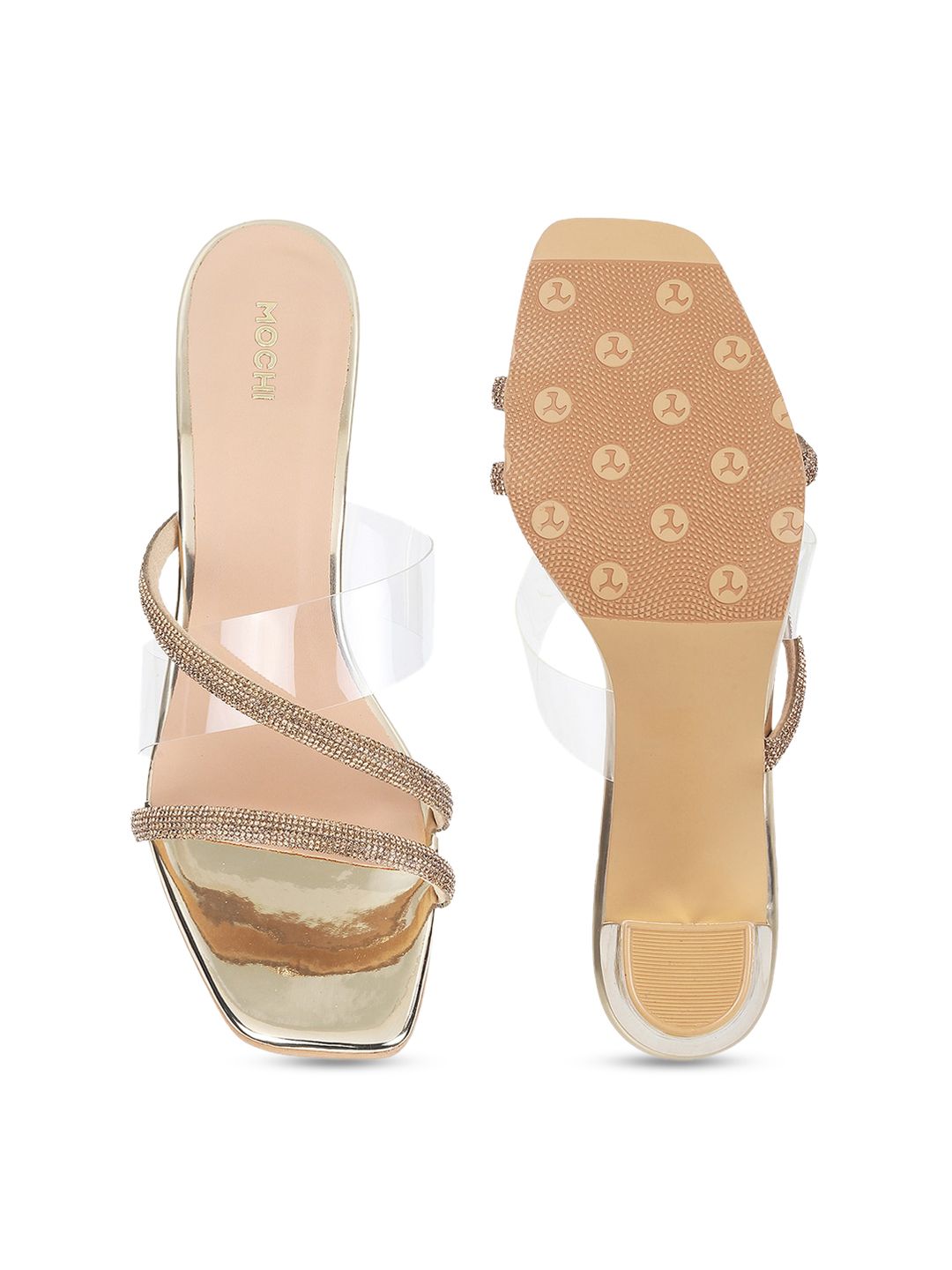 Mochi Embellished Open Toe Block Heels