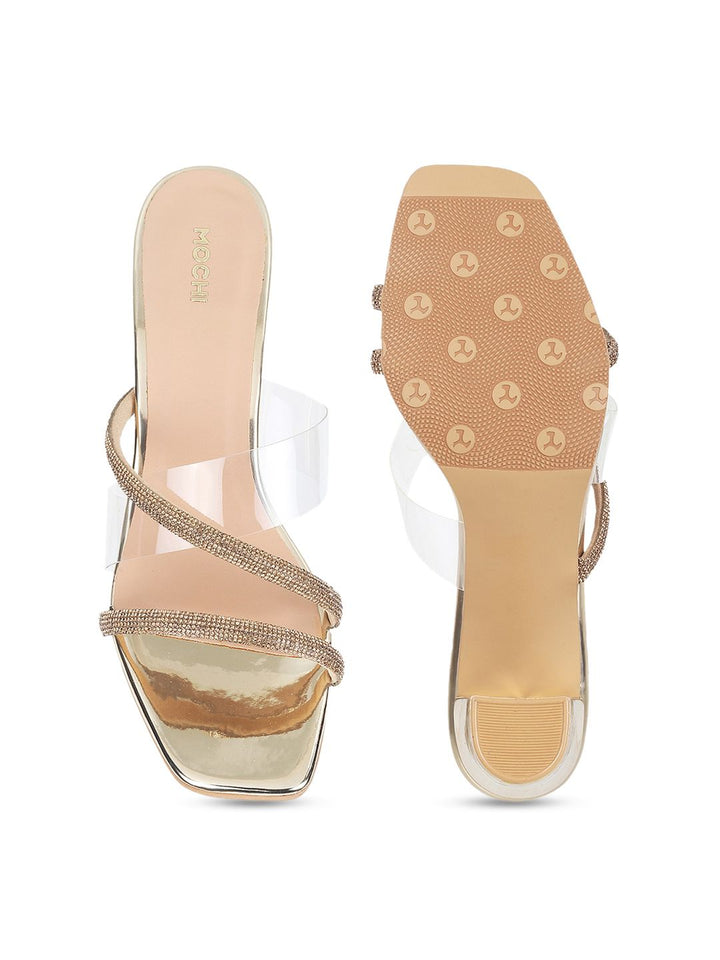 Mochi Embellished Open Toe Block Heels
