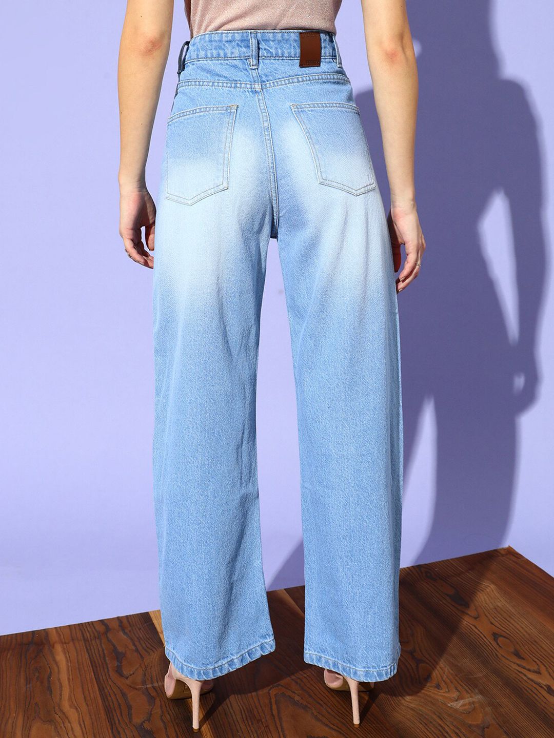 STREET 9 Women Blue Flared High-Rise Highly Distressed Heavy Fade Jeans