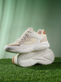 HRX by Hrithik Roshan Women Cream-Coloured Mesh Running Shoes
