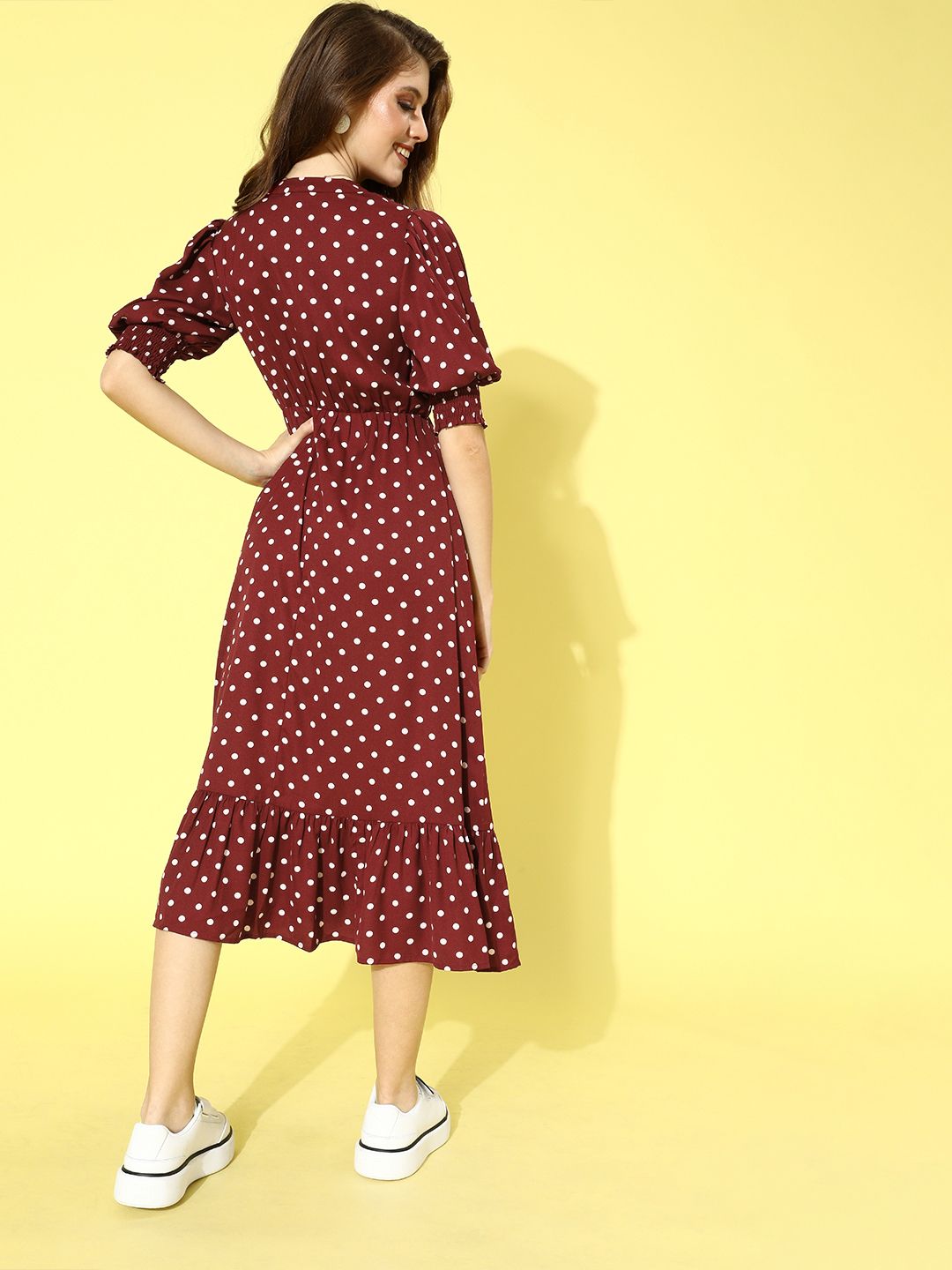 Berrylush Women Gorgeous Red Polka Dots Polka Dot Dress
