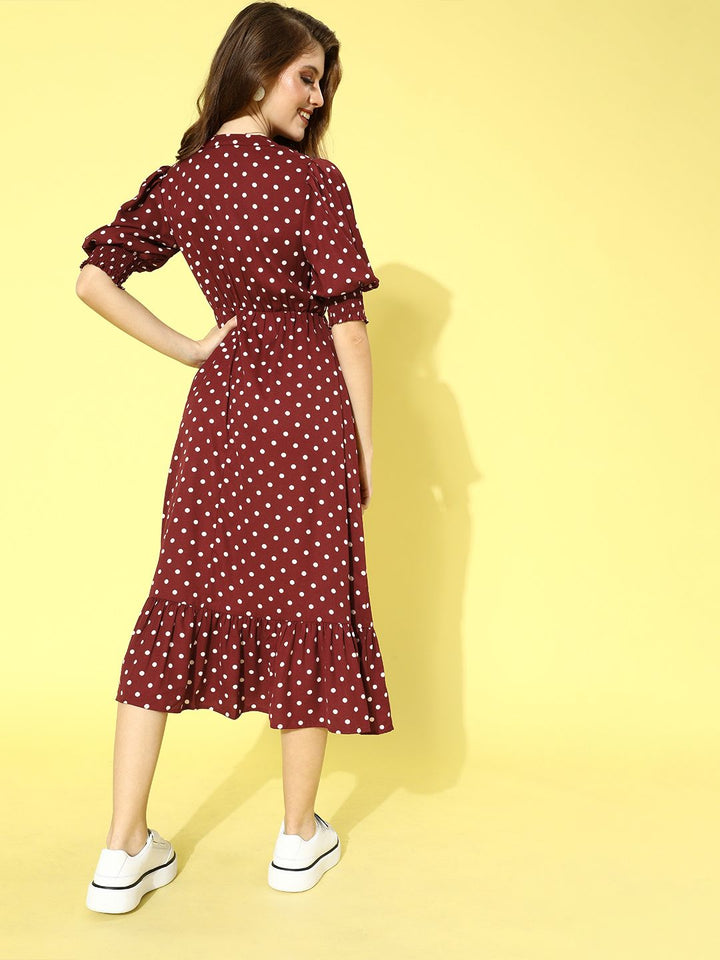 Berrylush Women Gorgeous Red Polka Dots Polka Dot Dress