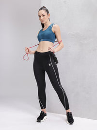 HRX by Hrithik Roshan Women Contrast Stitching High-Rise Rapid-Dry Cropped Training Tights