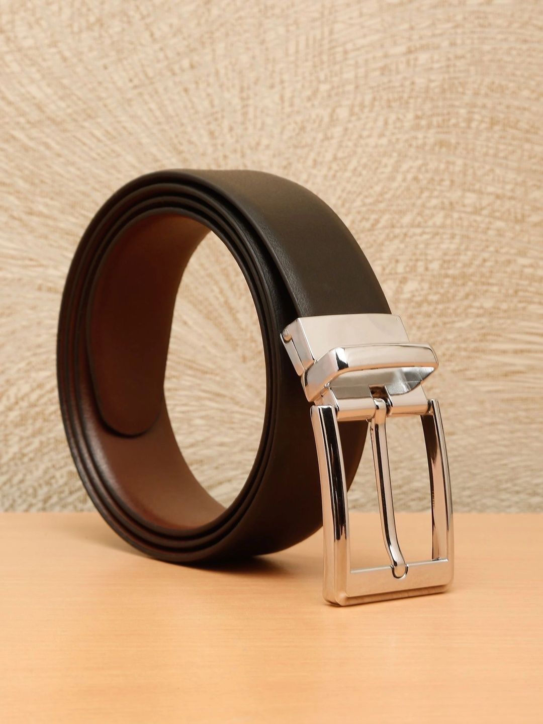 Teakwood Leathers Men Textured Leather Reversible Formal Belt