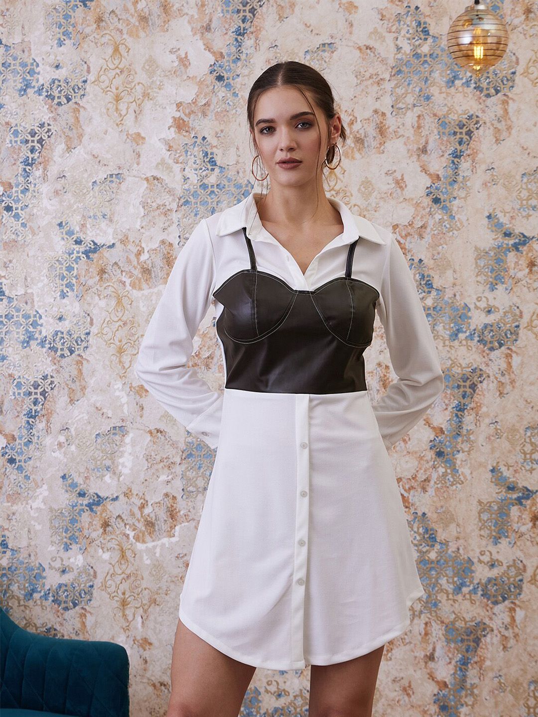 Athena Shirt Collar A-Line Party Mini Dress