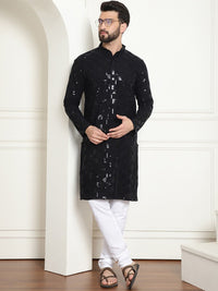 SOJANYA Kurta Kapas Tulen Bersulam Labuci dengan Churidar
