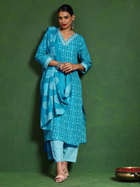 Varanga Women Floral Printed Regular Kurta with Trousers & With Dupatta