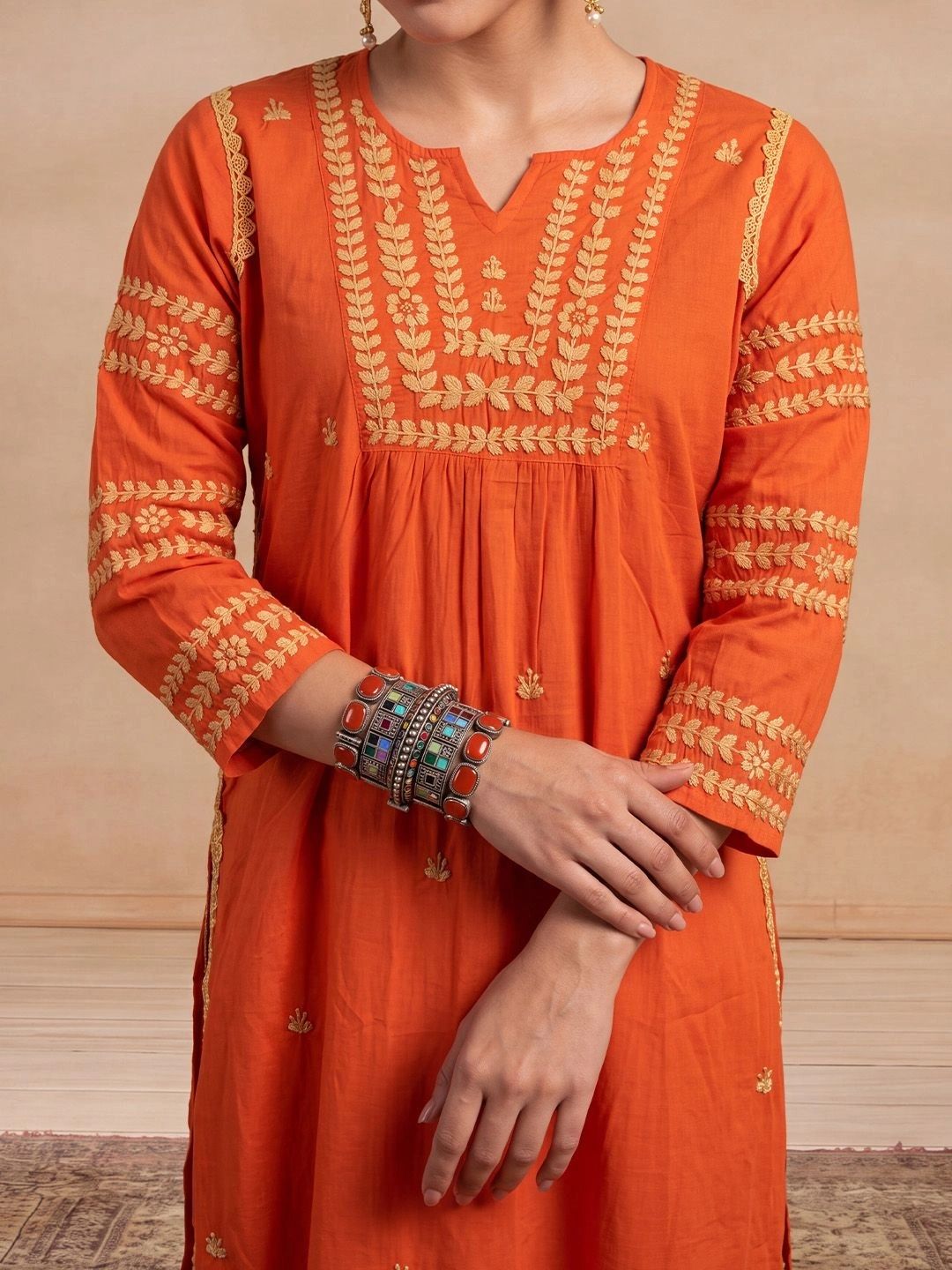House of Chikankari Women Embroidered Thread Work Kurta