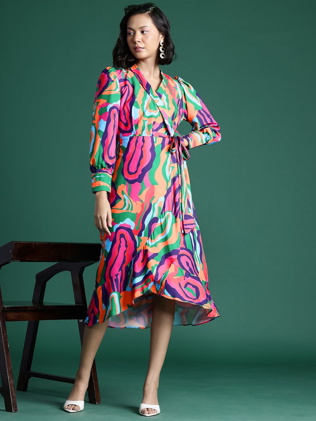 DressBerry Printed Midi Wrap Dress