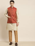 SOJANYA Kurta Belang Beige Lelaki dengan Piyama & Jaket Nehru