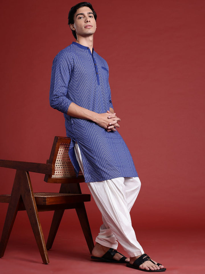 Anouk Chevron Printed Indigo Kurta