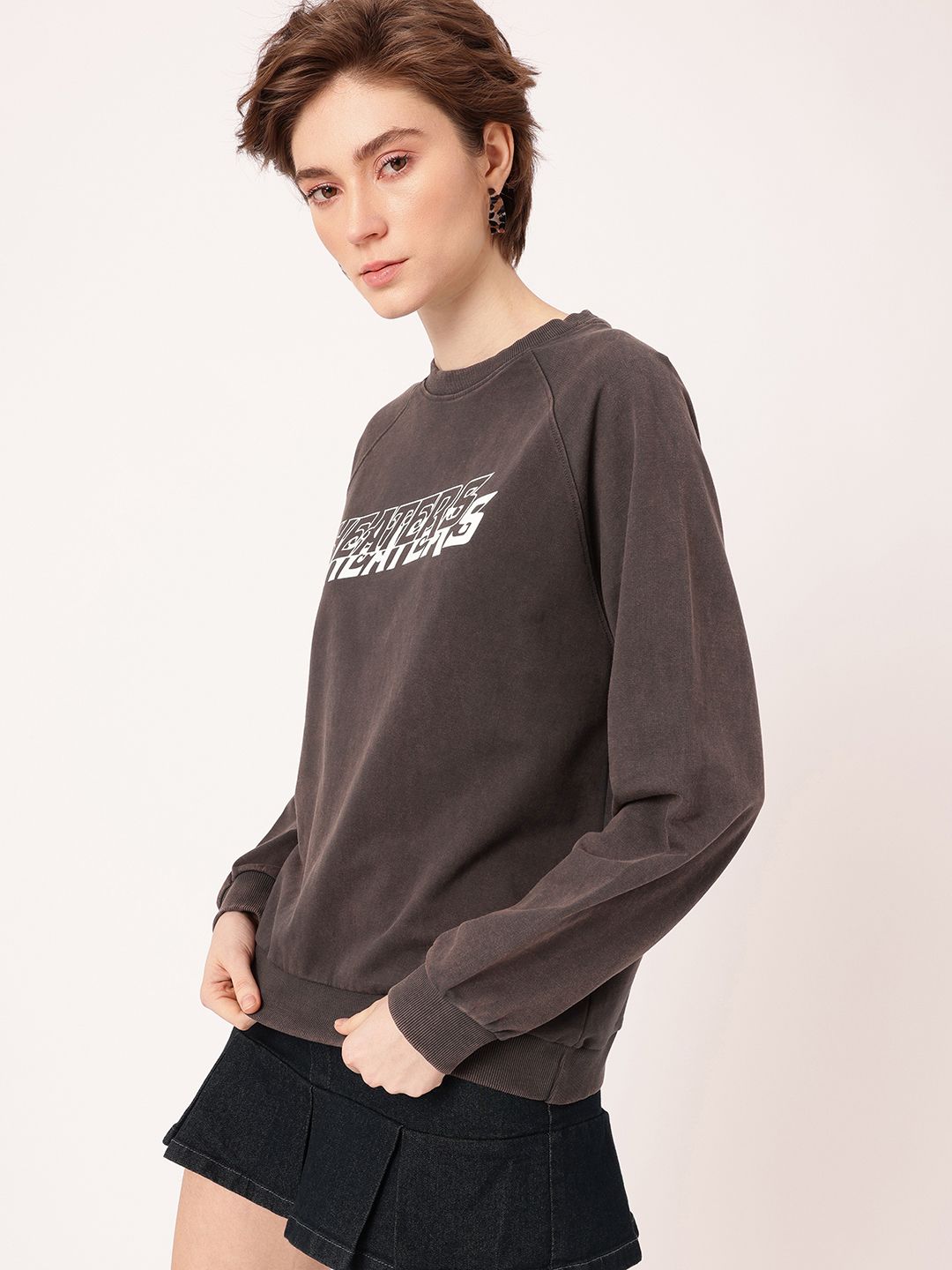 DressBerry Printed Cotton Terry Washed Sweatshirt