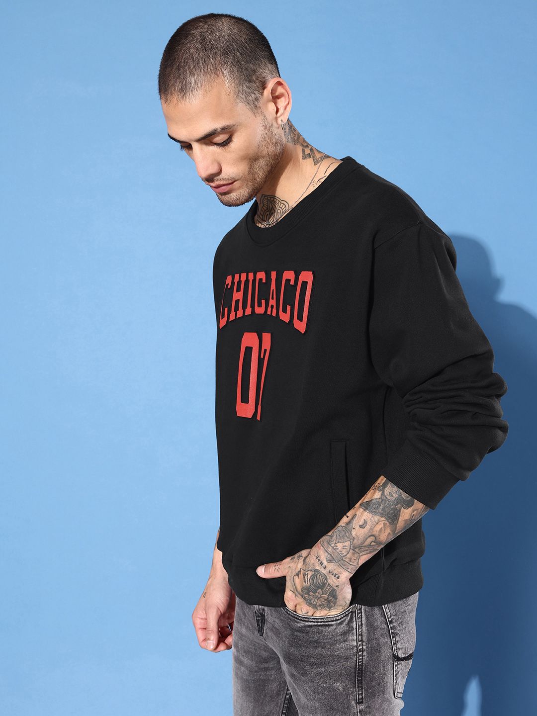 DILLINGER Men Typography Printed Oversized Sweatshirt