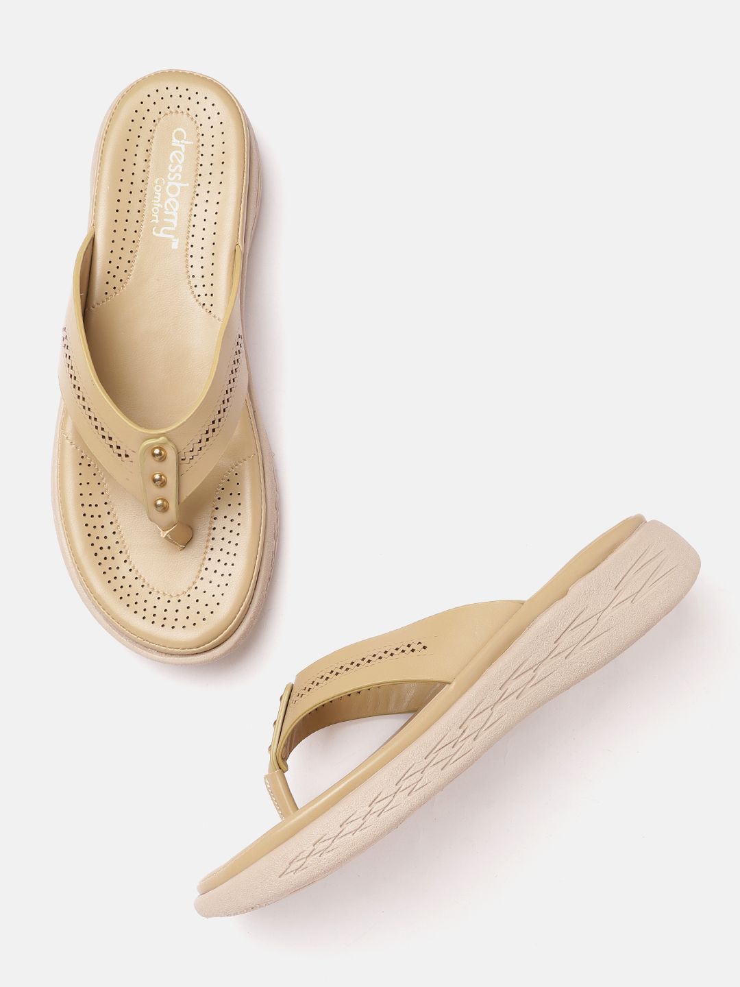DressBerry Beige Solid Comfort Sandals