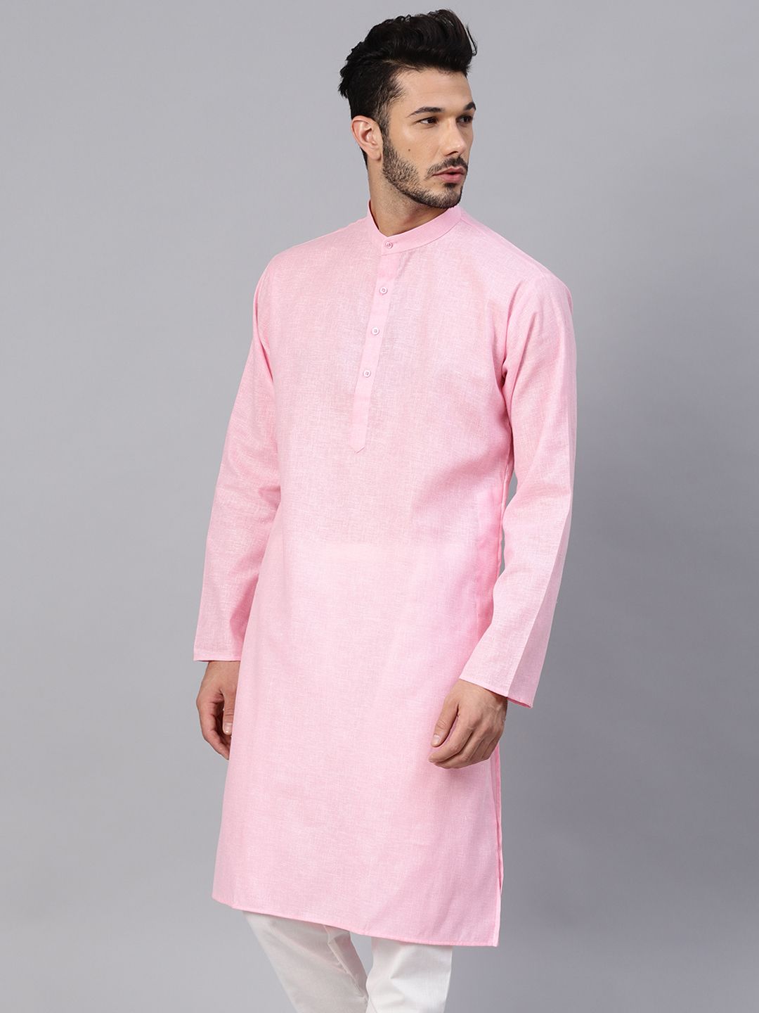 SOJANYA Men Pink Solid Kurta Straight