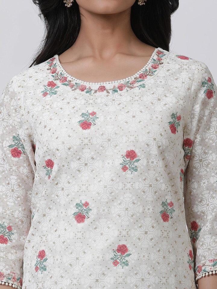W Floral Printed Round Neck Kurta
