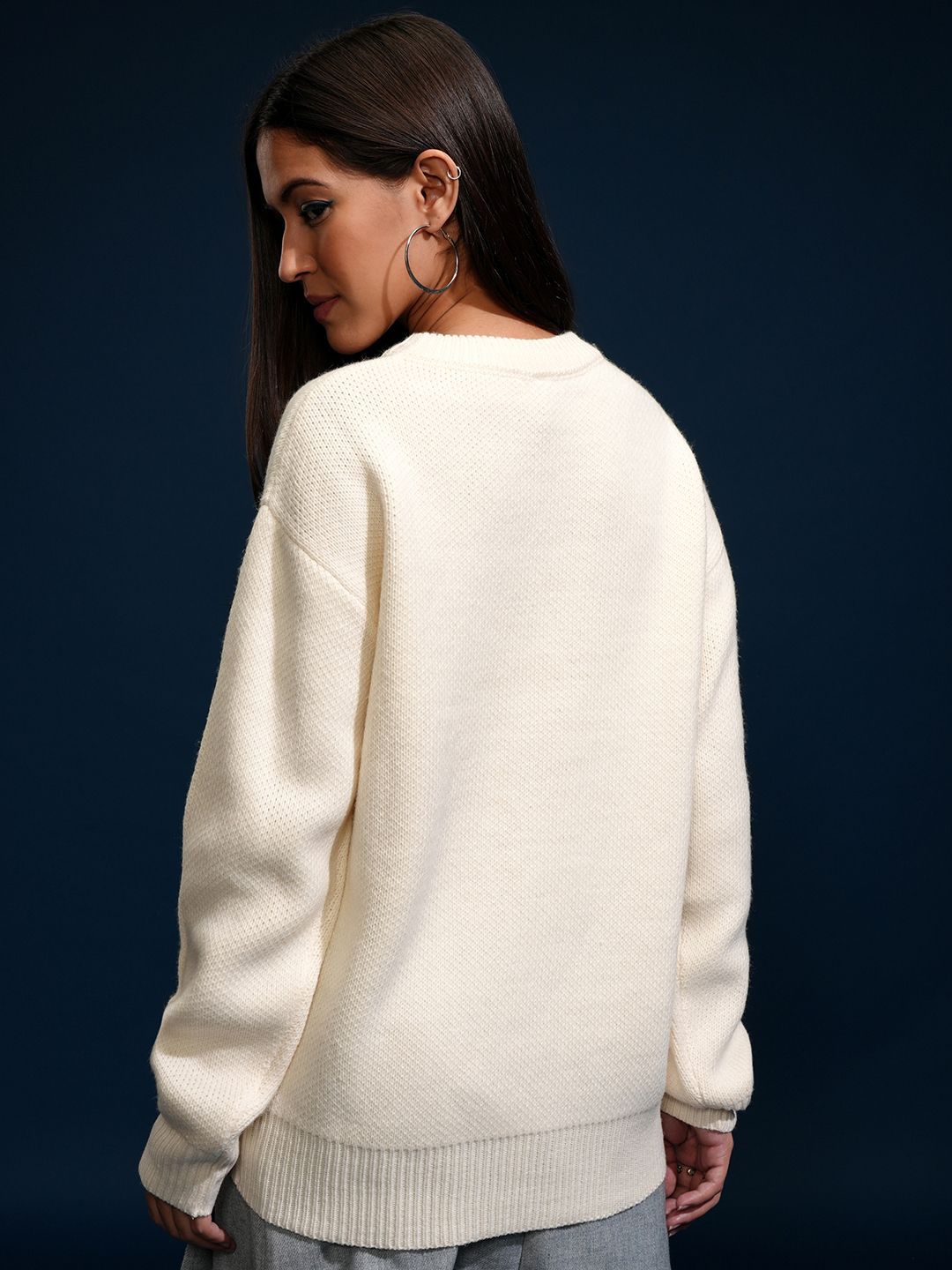 Tokyo Talkies Women Embellished Round Neck Sweater